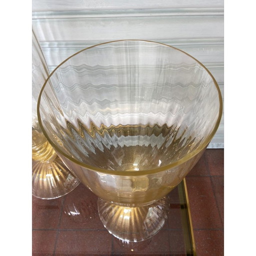 Paar goldene Vasen aus Muranoglas, 1980