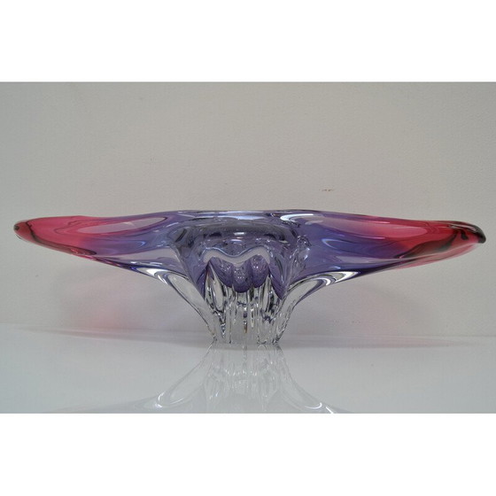 Image 1 of Längliches Kunstglas Schale von Josef Hospodka für Glasswork Chřibská, Tschechoslowakei 1960