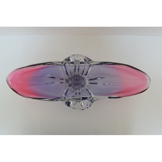 Image 1 of Längliches Kunstglas Schale von Josef Hospodka für Glasswork Chřibská, Tschechoslowakei 1960