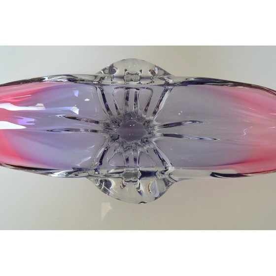 Image 1 of Längliches Kunstglas Schale von Josef Hospodka für Glasswork Chřibská, Tschechoslowakei 1960
