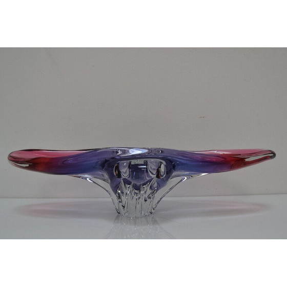 Image 1 of Längliches Kunstglas Schale von Josef Hospodka für Glasswork Chřibská, Tschechoslowakei 1960
