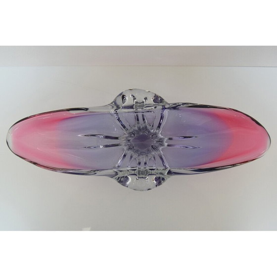 Image 1 of Längliches Kunstglas Schale von Josef Hospodka für Glasswork Chřibská, Tschechoslowakei 1960