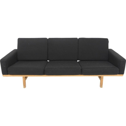 Vintage 3-Sitzer-Sofa "GE-236" aus massiver Eiche und Stoff von Hans J. Wegner für Getama, Dänemark 1960