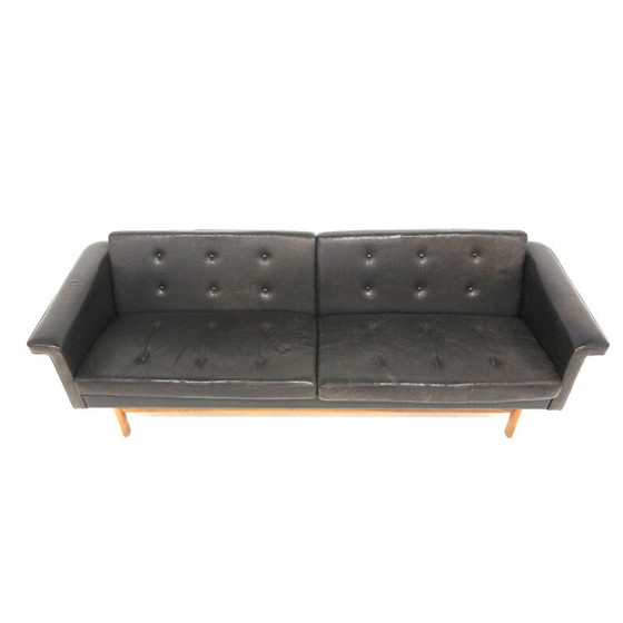 Image 1 of Vintage 3-Sitzer Ledersofa von Karl Erik Ekselius für Joc Vetlanda, Schweden 1950