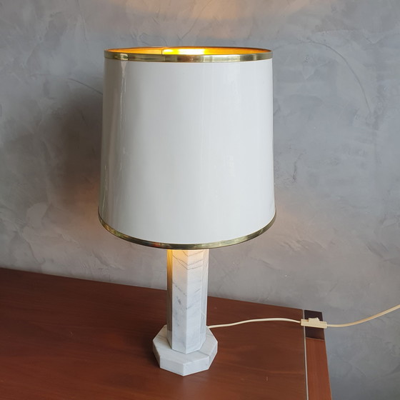 Image 1 of 60er Jahre Marmor Tischlampe Weiß