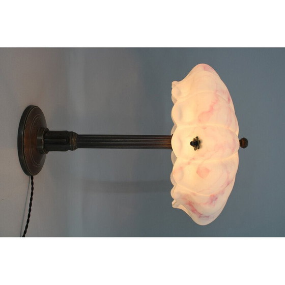 Image 1 of Vintage Secession Tischlampe aus Messing und Glas, Tschechoslowakei 1920