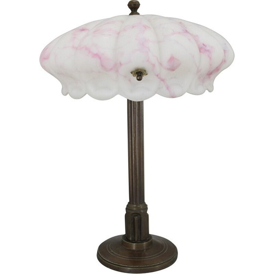 Image 1 of Vintage Secession Tischlampe aus Messing und Glas, Tschechoslowakei 1920