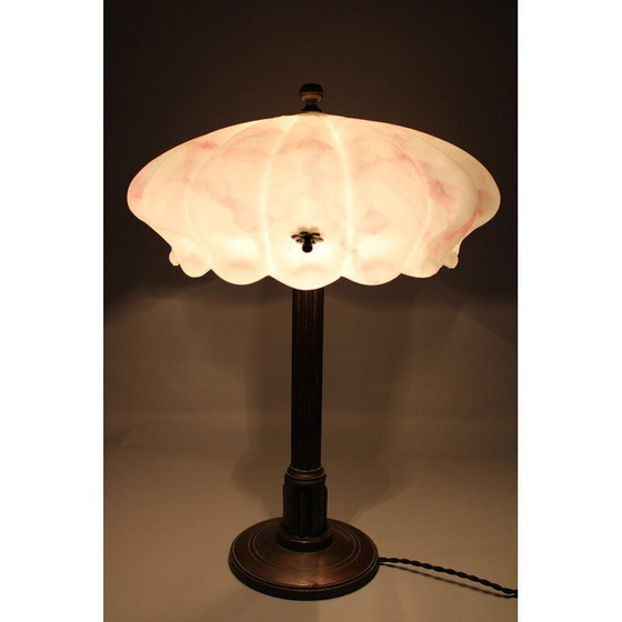 Image 1 of Vintage Secession Tischlampe aus Messing und Glas, Tschechoslowakei 1920