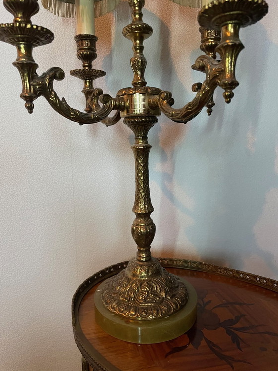 Image 1 of Goldener Metallkandelaber Tischlampe, 19. bis 20. Jahrhundert