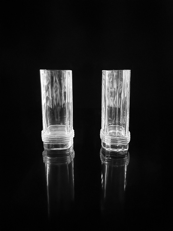 Image 1 of 6 Vintage Christian Dior Trink Kristall Gläser 80Er Art Deco Revival Longdrink Wasser