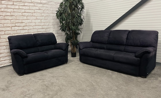 Image 1 of Vintage Natuzzi Stoff 3 + 2 Sitzer Sofa Set