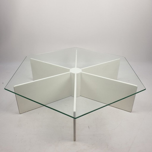 Vintage T878 Couchtisch aus Sperrholz und Glas von Pierre Paulin für Artifort, 1960