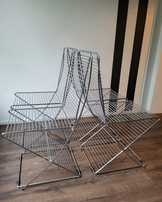 Image 1 of 4er Set Drahtstuhl im Stil von Till Behrens 1980er Jahre