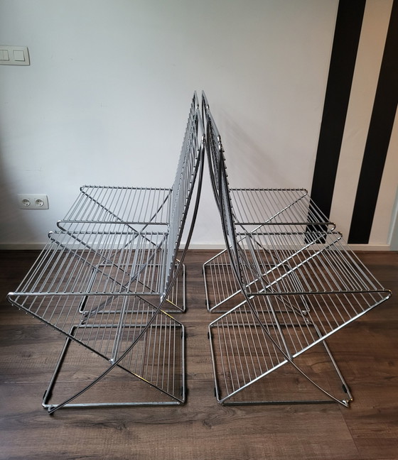 Image 1 of 4er Set Drahtstuhl im Stil von Till Behrens 1980er Jahre