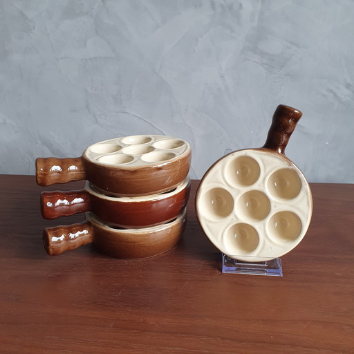 4 Schneckenpfannen von Emile Henry Vintage 1970s