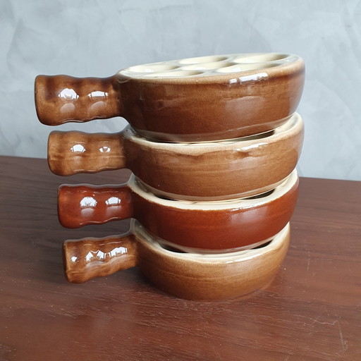 4 Schneckenpfannen von Emile Henry Vintage 1970s