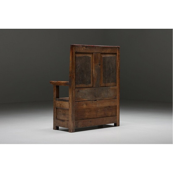 Image 1 of Vintage hohe Rückenlehne hölzerne Wabi-Sabi Pray Bank, 1880er Jahre