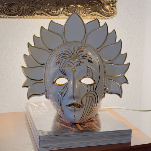 Venezianische Lampe Karneval Maske vergoldet / Made in Italy