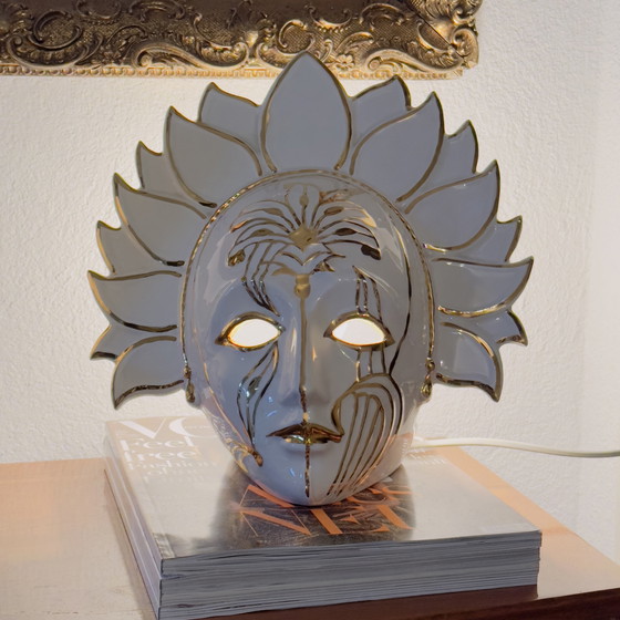 Image 1 of Venezianische Lampe Karneval Maske vergoldet / Made in Italy