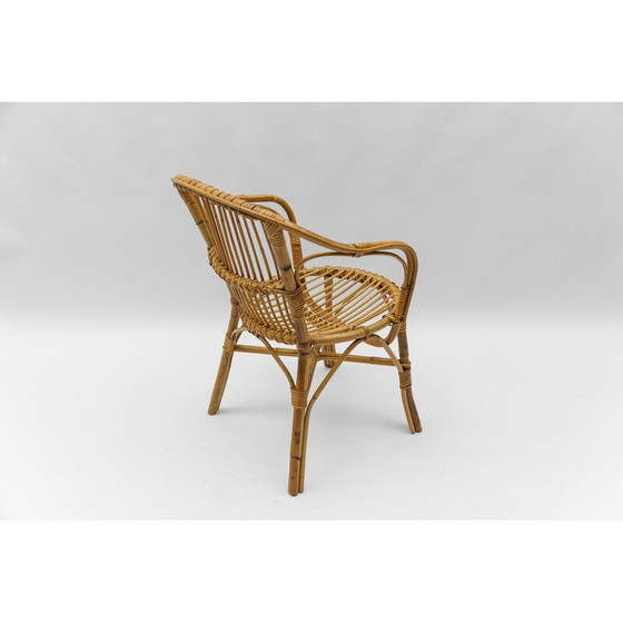 Image 1 of Satz von 4 Rattansesseln im Vintage-Stil, Italien 1960