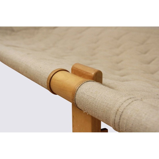 Image 1 of Skandinavisches Vintage-Safari-Tagesbett aus Birke und Leinen