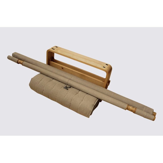 Image 1 of Skandinavisches Vintage-Safari-Tagesbett aus Birke und Leinen