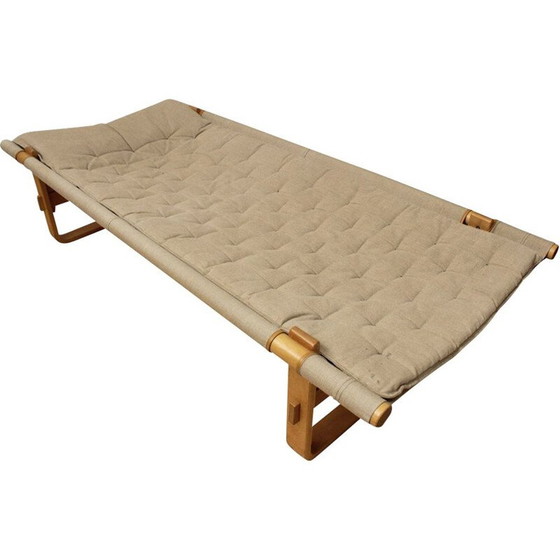 Image 1 of Skandinavisches Vintage-Safari-Tagesbett aus Birke und Leinen