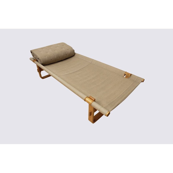 Image 1 of Skandinavisches Vintage-Safari-Tagesbett aus Birke und Leinen