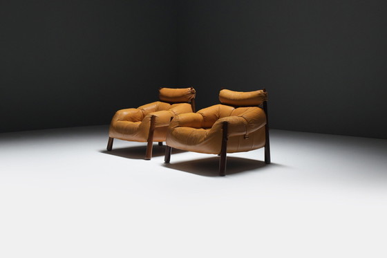 Image 1 of Atemberaubende Mp-81 Lounge Set in Cognac Leder von Percival Lafer für Lafer S.A.