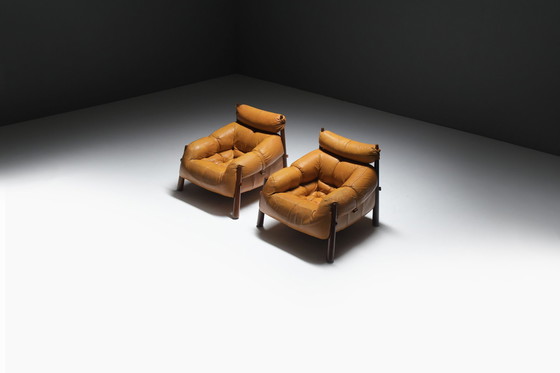 Image 1 of Atemberaubende Mp-81 Lounge Set in Cognac Leder von Percival Lafer für Lafer S.A.