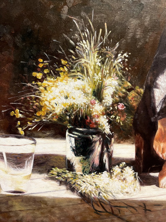 Image 1 of Lin Jin Chun – Mädchen mit französischer Bulldogge von