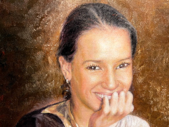 Image 1 of Lin Jin Chun – Mädchen mit französischer Bulldogge von