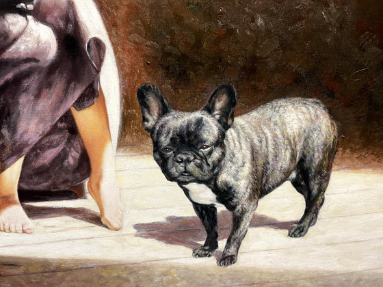 Image 1 of Lin Jin Chun – Mädchen mit französischer Bulldogge von