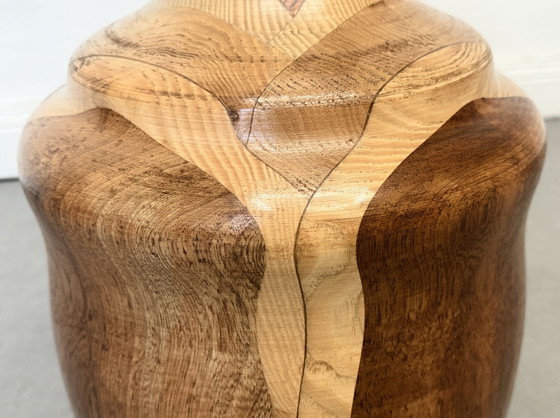 Image 1 of Große Seltene Dänische Holzvase Gedrechselt Handwerk Massiv 1950