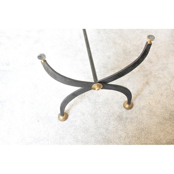 Image 1 of Vintage Tisch aus Schmiedeeisen mit schwarz lackiertem Glas, Italien 1970