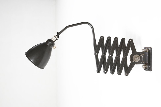 Image 1 of Bauhaus Schwarz Metall Agi Belgien Schere Wandleuchte Ca. 1920