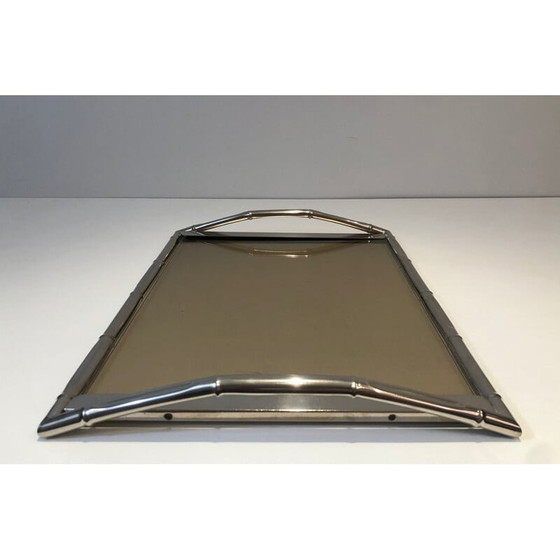 Image 1 of Vintage-Tablett aus Rauchglas, Frankreich 1970