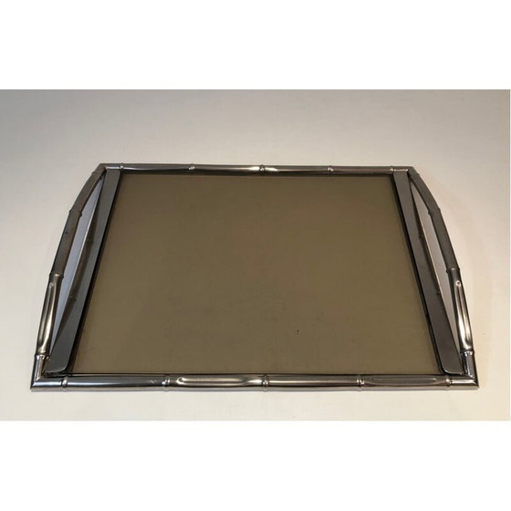 Image 1 of Vintage-Tablett aus Rauchglas, Frankreich 1970