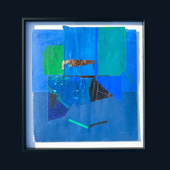 Image 1 of Vintage-Malerei, die Decoupage und Collage kombiniert, 1960