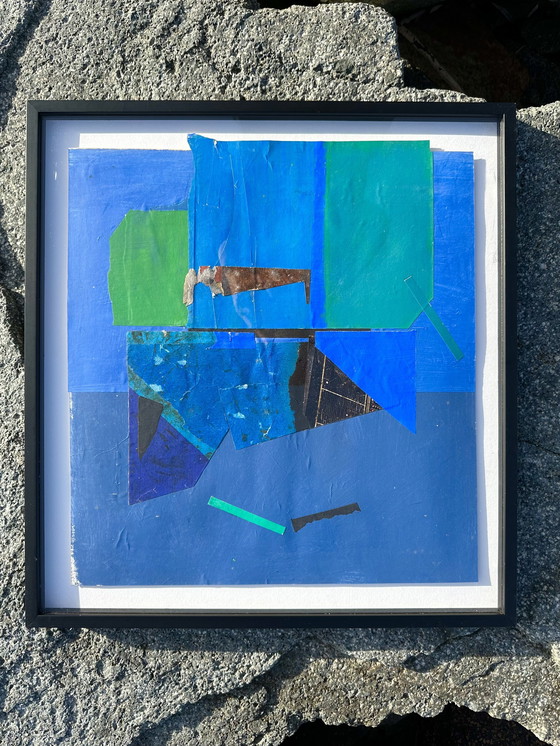 Image 1 of Vintage-Malerei, die Decoupage und Collage kombiniert, 1960