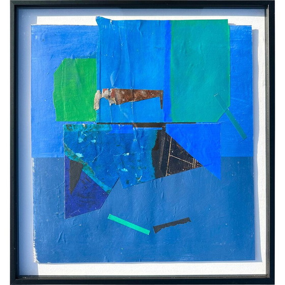 Image 1 of Vintage-Malerei, die Decoupage und Collage kombiniert, 1960