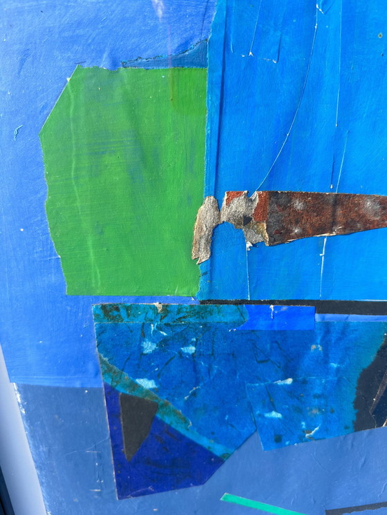 Image 1 of Vintage-Malerei, die Decoupage und Collage kombiniert, 1960