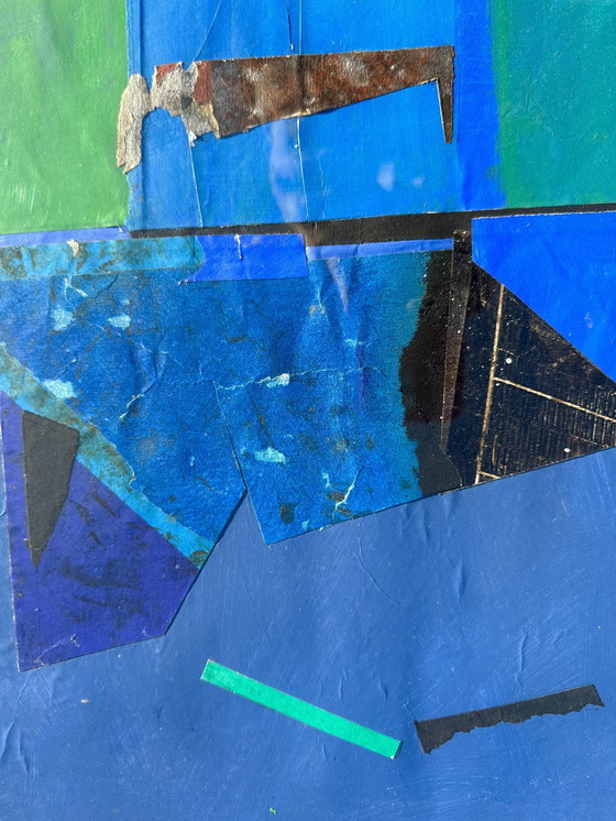 Image 1 of Vintage-Malerei, die Decoupage und Collage kombiniert, 1960