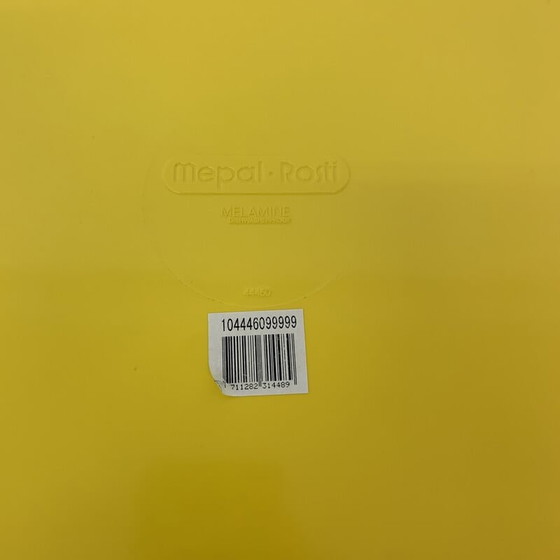 Image 1 of Vintage Serviertablett aus Metall und gelbem Kunststoff, Dänemark 1970