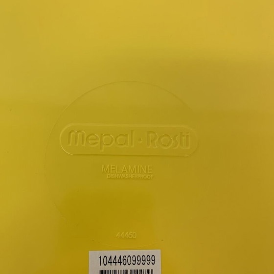 Image 1 of Vintage Serviertablett aus Metall und gelbem Kunststoff, Dänemark 1970