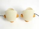 Zwei charmante minimalistische Tischlampen aus Eichenholz mit Lunopal-Schirmen von Domus | 1980s
