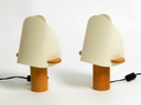 Zwei charmante minimalistische Tischlampen aus Eichenholz mit Lunopal-Schirmen von Domus | 1980s