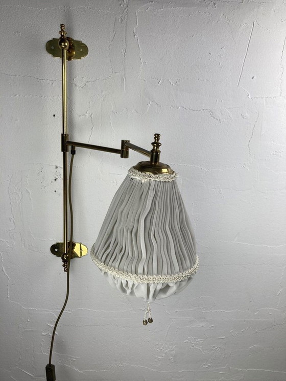 Image 1 of Art Deco Messing schwenkbare Bogen Wandlampe Laterne, 1920S