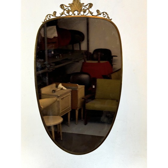 Image 1 of Vintage-Spiegel mit Messingrahmen, Italien 1950