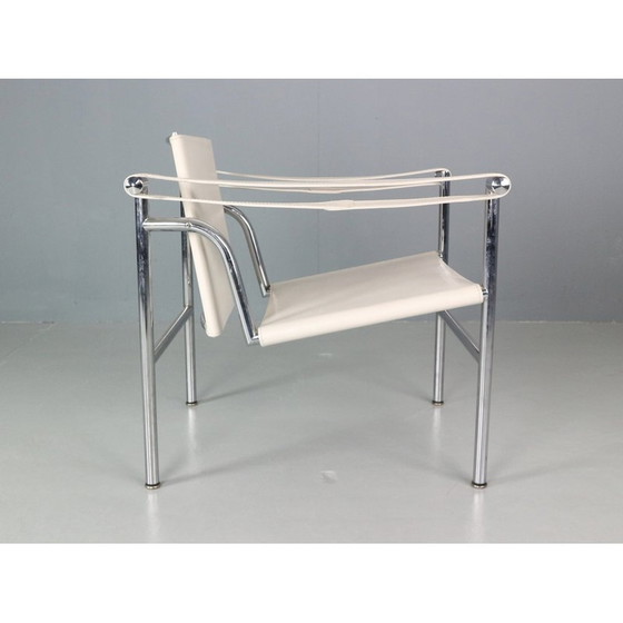 Image 1 of Paar alte LC1-Stühle aus weißem Leder für Cassina, Italien 1970